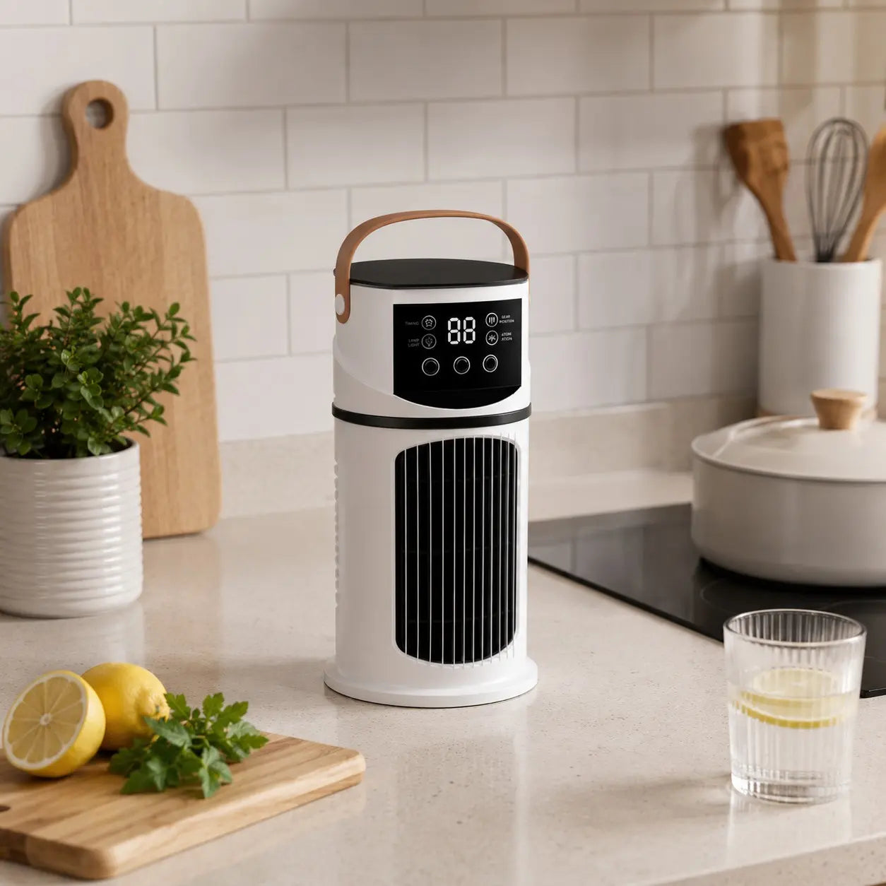 Stay Cool and Refreshed with Our Multifunctional Mist Humidifier and Cooling Fan - 9-Speed Settings, 8-Hour Timer, and Color-Changing LED Lights for Home, Office, and Dormitory!