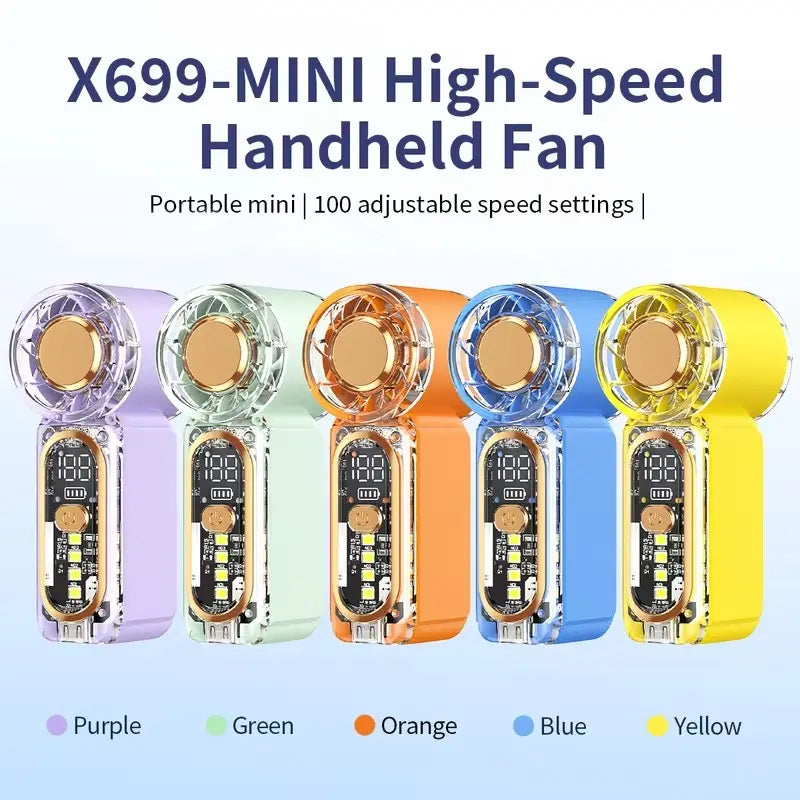 USB Rechargeable Portable Handheld Fan with Speed Control & Digital Display - Perfect for Home, Outdoor, Makeup, and Desk Use