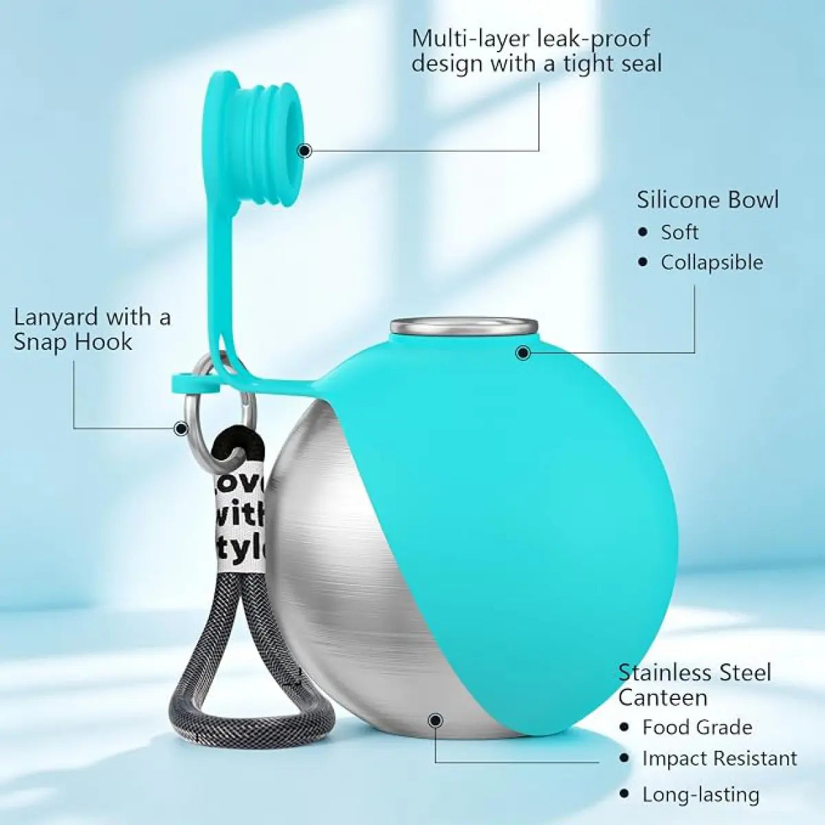 Ultimate 2-In-1 Portable Dog Water Bottle & Bowl - 10Oz Stainless Steel Travel Dispenser, No-Spill Leak-Proof Design for Hiking & Adventures!