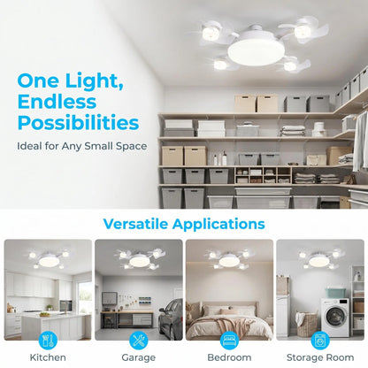 MREGB 2026 Dimmable LED Ceiling Fan Light with Remote - Ultra-Quiet, Energy-Saving 2-in-1 E27 Socket Fan for Bedroom, Kitchen, Garage