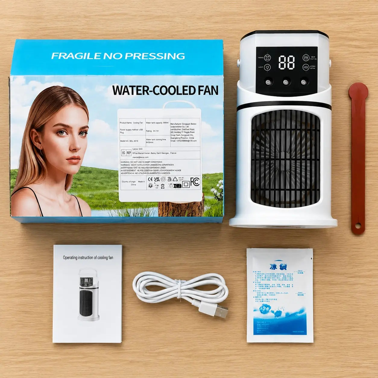 Stay Cool and Refreshed with Our Multifunctional Mist Humidifier and Cooling Fan - 9-Speed Settings, 8-Hour Timer, and Color-Changing LED Lights for Home, Office, and Dormitory!