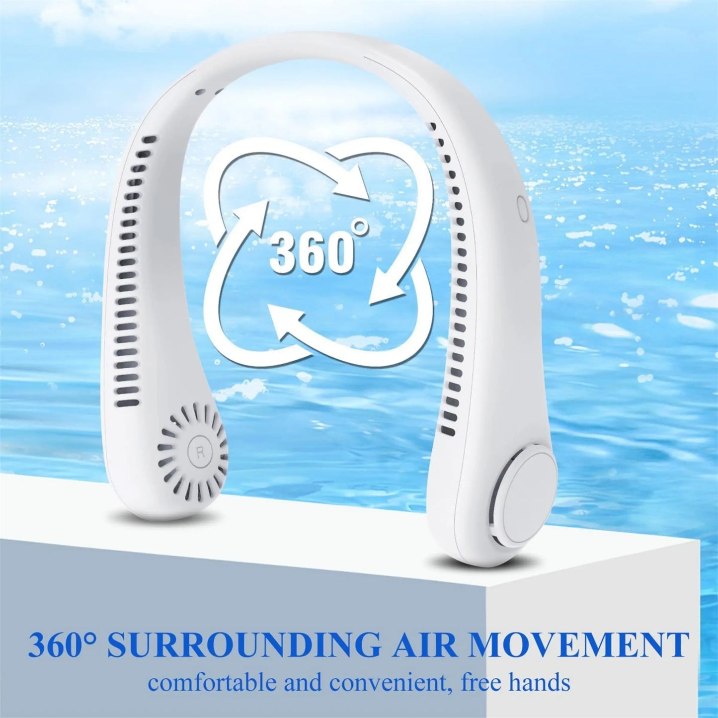 Hands-Free Bladeless Neck Fan - 3 Speed USB Rechargeable Portable Personal Fan for Indoor & Outdoor - Perfect Gift for Men, Women, Mom & Dad