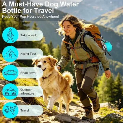 Ultimate 2-In-1 Portable Dog Water Bottle & Bowl - 10Oz Stainless Steel Travel Dispenser, No-Spill Leak-Proof Design for Hiking & Adventures!