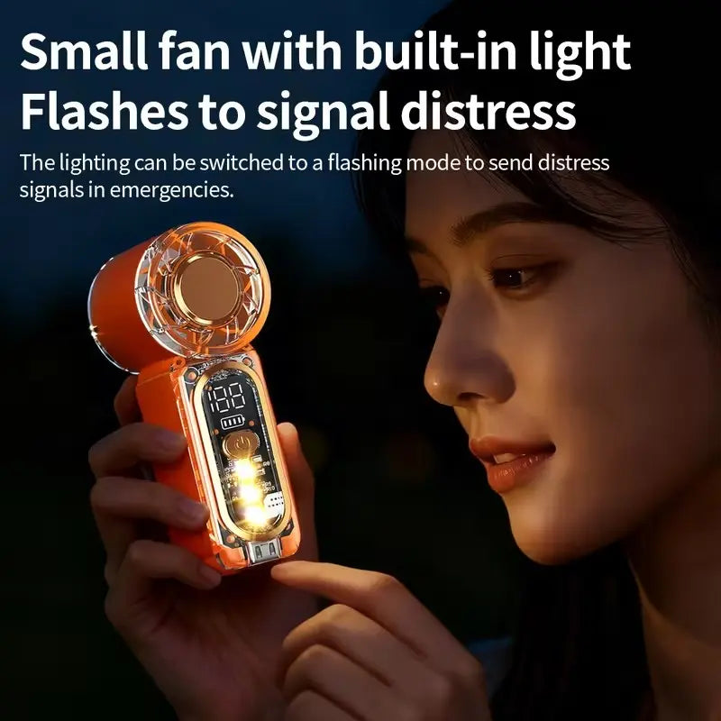 USB Rechargeable Portable Handheld Fan with Speed Control & Digital Display - Perfect for Home, Outdoor, Makeup, and Desk Use