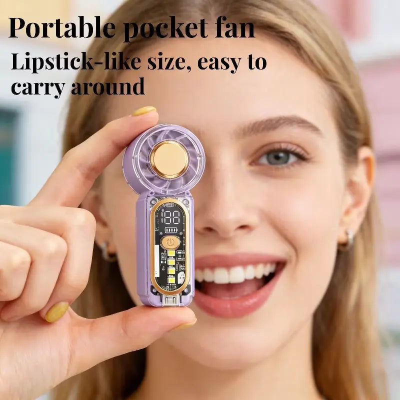 USB Rechargeable Portable Handheld Fan with Speed Control & Digital Display - Perfect for Home, Outdoor, Makeup, and Desk Use