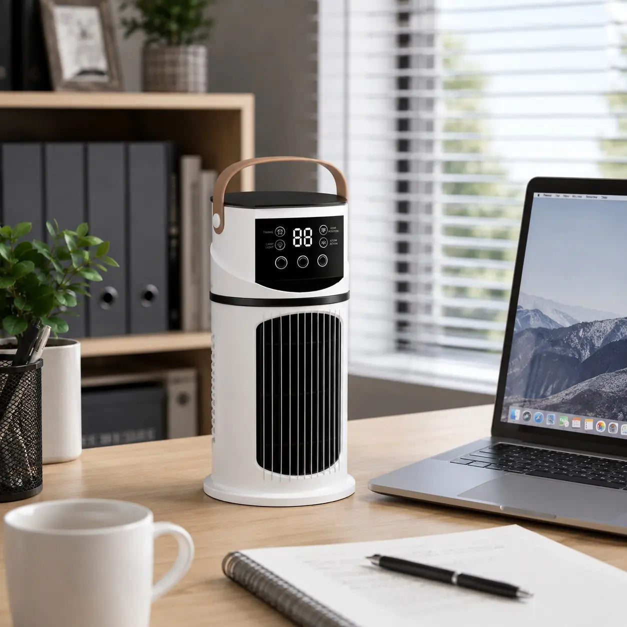 Stay Cool and Refreshed with Our Multifunctional Mist Humidifier and Cooling Fan - 9-Speed Settings, 8-Hour Timer, and Color-Changing LED Lights for Home, Office, and Dormitory!