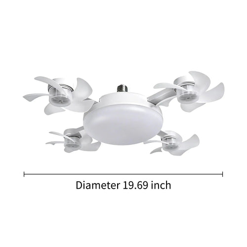 MREGB 2026 Dimmable LED Ceiling Fan Light with Remote - Ultra-Quiet, Energy-Saving 2-in-1 E27 Socket Fan for Bedroom, Kitchen, Garage