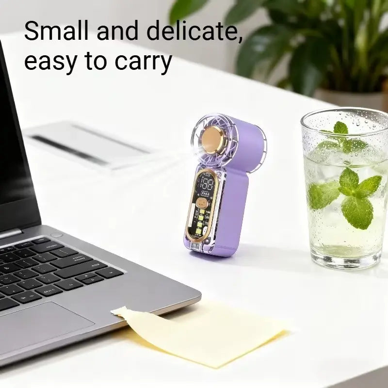 USB Rechargeable Portable Handheld Fan with Speed Control & Digital Display - Perfect for Home, Outdoor, Makeup, and Desk Use