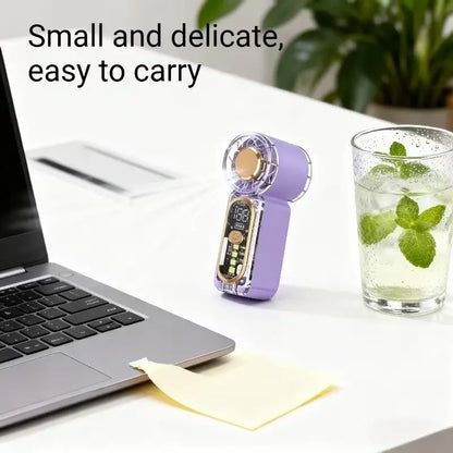 USB Rechargeable Portable Handheld Fan with Speed Control & Digital Display - Perfect for Home, Outdoor, Makeup, and Desk Use
