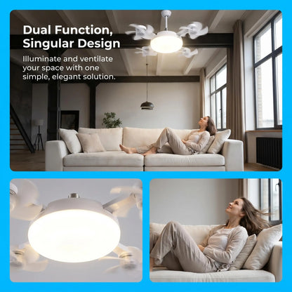 MREGB 2026 Dimmable LED Ceiling Fan Light with Remote - Ultra-Quiet, Energy-Saving 2-in-1 E27 Socket Fan for Bedroom, Kitchen, Garage