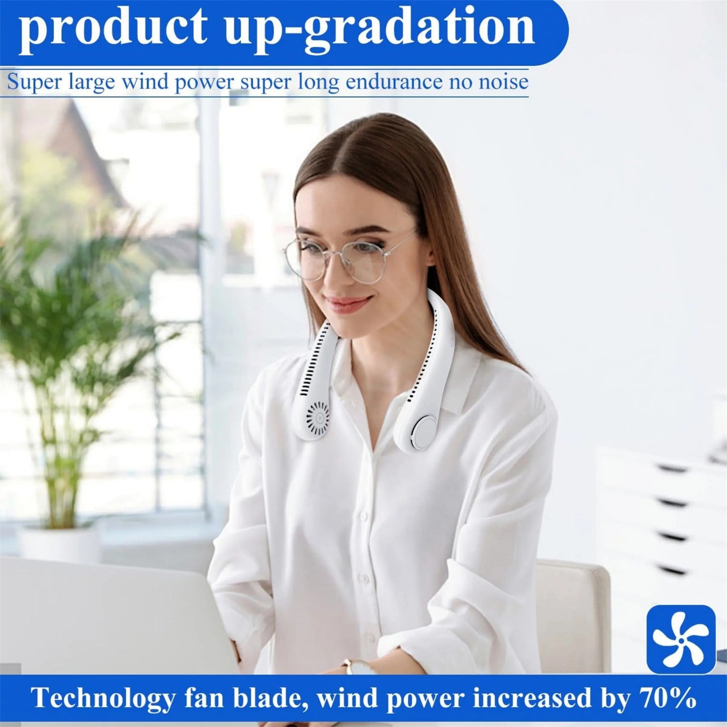 Hands-Free Bladeless Neck Fan - 3 Speed USB Rechargeable Portable Personal Fan for Indoor & Outdoor - Perfect Gift for Men, Women, Mom & Dad